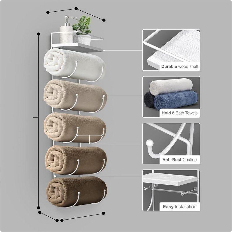 Sorbus 5-Tier Wall Mounted Metal Towel Rack with Shelf