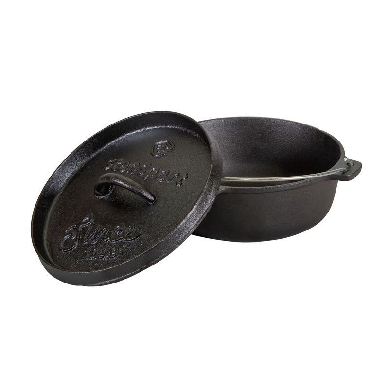 Stansport Preseasoned Cast Iron Flat Bottom Dutch Oven