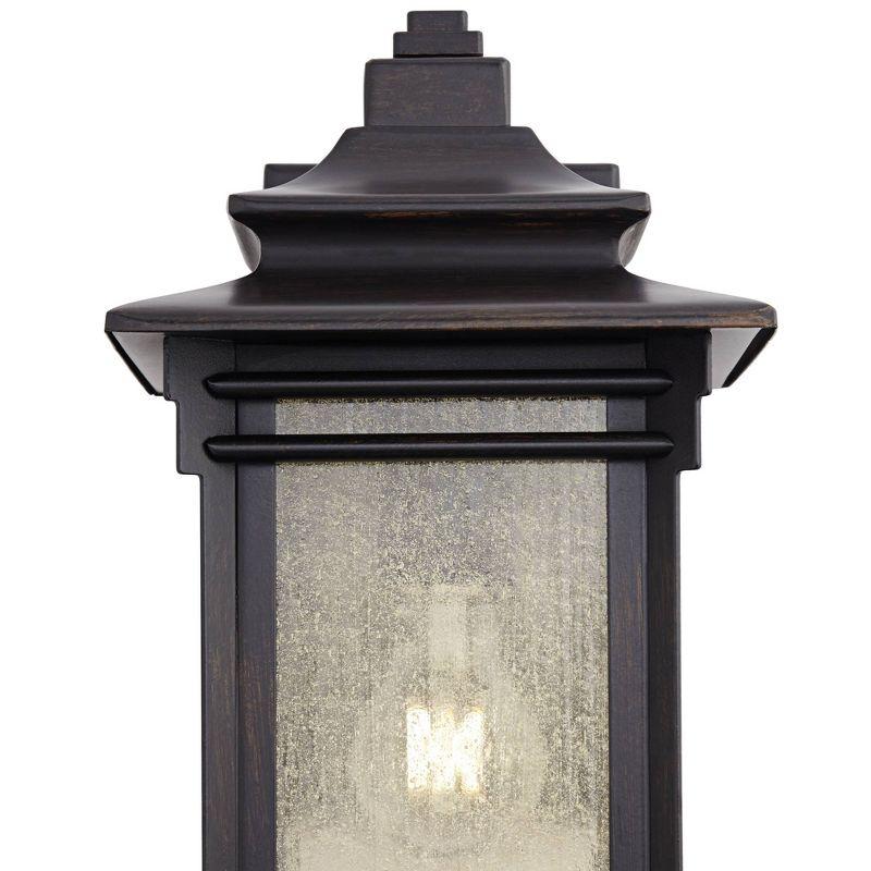 Franklin Iron Works Hickory Point Rustic Farmhouse Outdoor Wall Light Fixture Walnut Bronze 12" Frosted Cream Glass for Post Exterior Barn Deck House