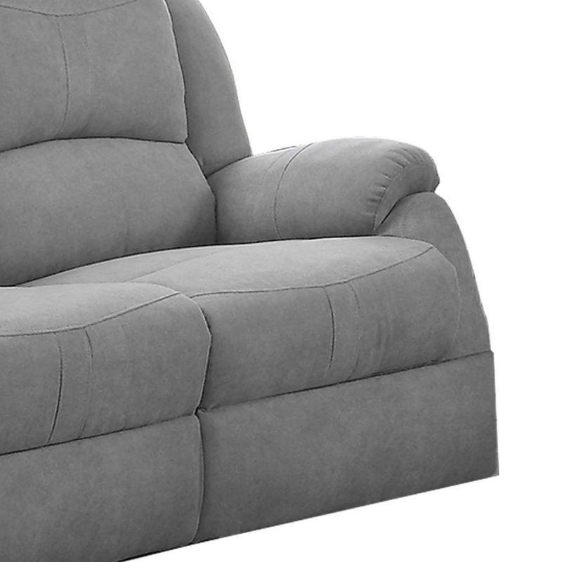 Zorina 61" Gray Linen Reclining Loveseat with Pillow-top Arms