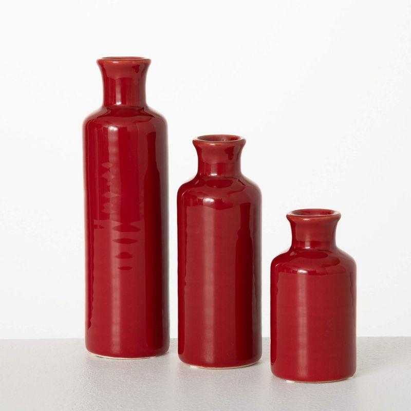 Sullivans Set of 3 Small Ceramic Bottle Vases 5"H  7.5"H & 10"H