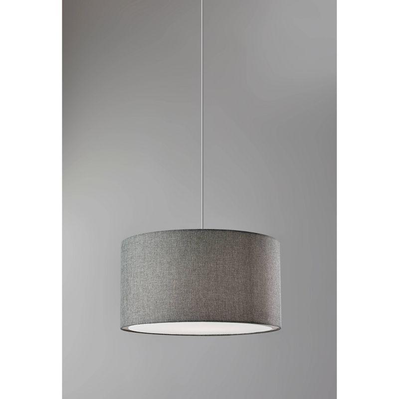 Adesso Large Harvest Drum Pendant Gray: Swag Cord, 15-foot Cable, ETL Listed