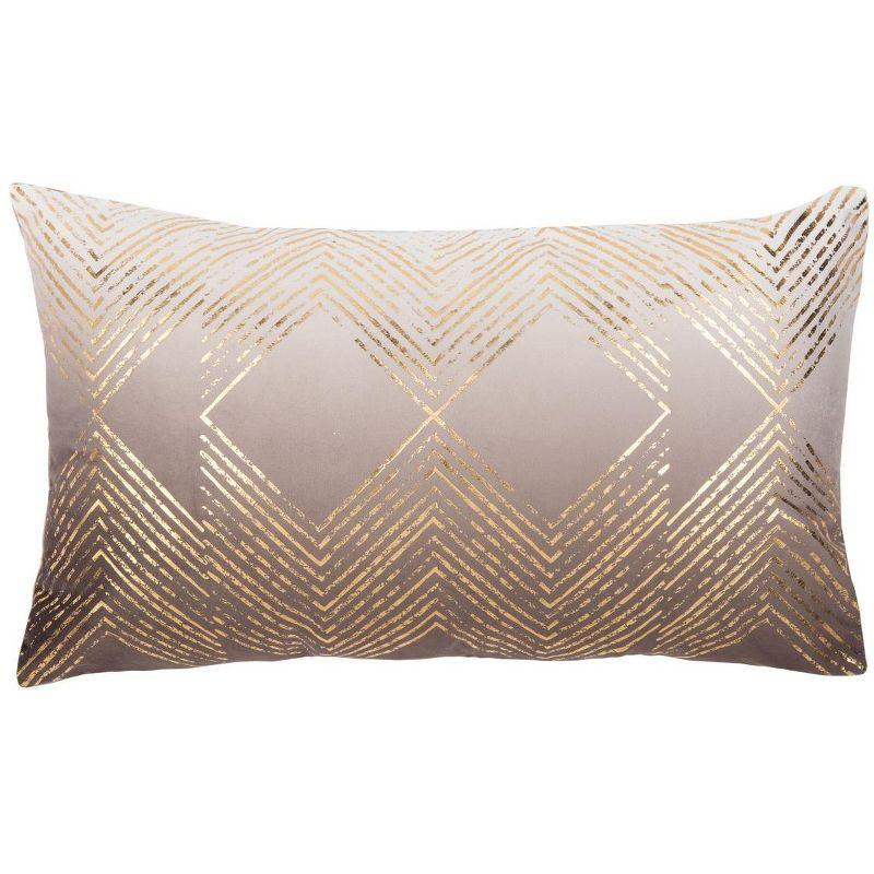 Sarla 12" x 20" Brown and Gold Decorative Pillow