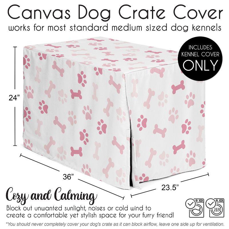 Sweet Jojo Designs Girl Dog Crate Kennel Cover 36in. Paw and Bone Blush Pink and White