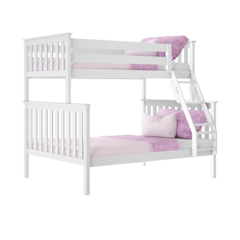 Max & Lily Bunk Bed Twin over Full Size, Solid Wood Bunk Beds with Ladder for Kids