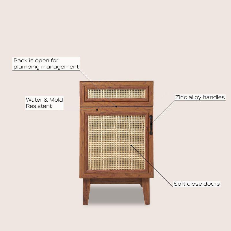 Javer 20" Walnut Rattan Bohemian Bath Vanity Cabinet