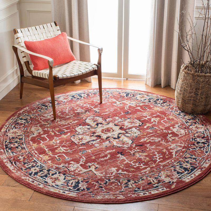 Charleston CHL411 Loomed Indoor Area Rug - Red/Ivory - 6'7"x6'7" Round - Safavieh