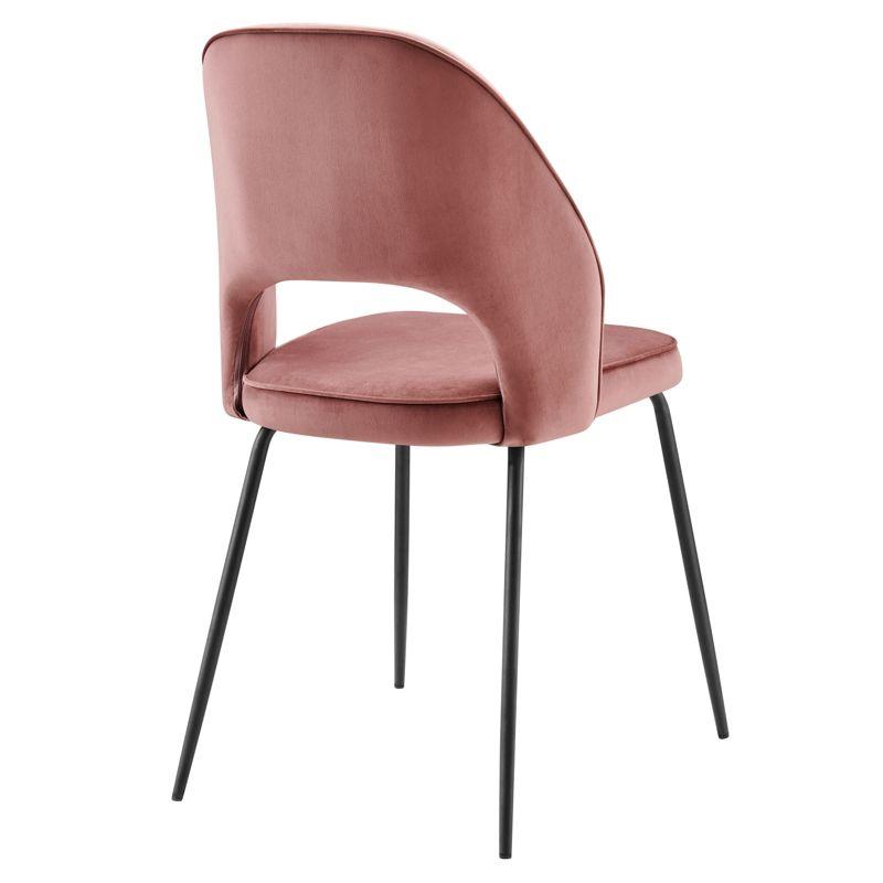 Low Profile Black Dusty Rose Velvet Side Chair with Metal Frame