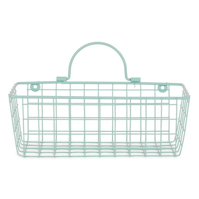 Small Aqua Wire Wall Basket Set/2
