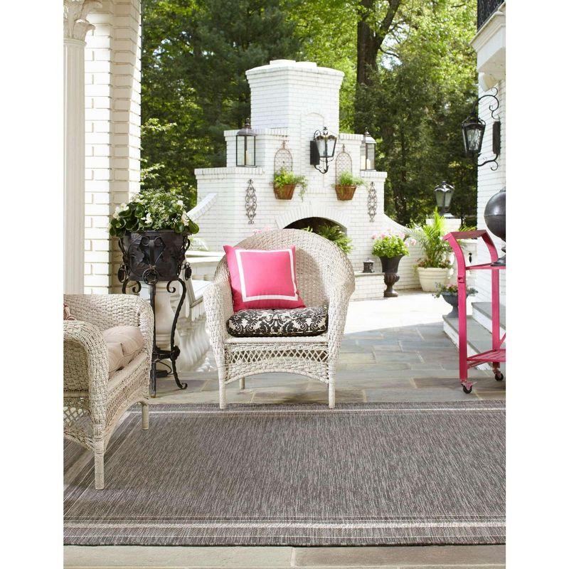 Sophisticated Square Black & Beige Outdoor Rug, Easy-Care & Stain-Resistant