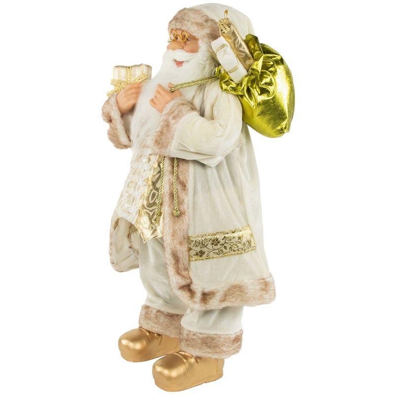 White and Ivory Santa Claus with Gift Bag Christmas Figure