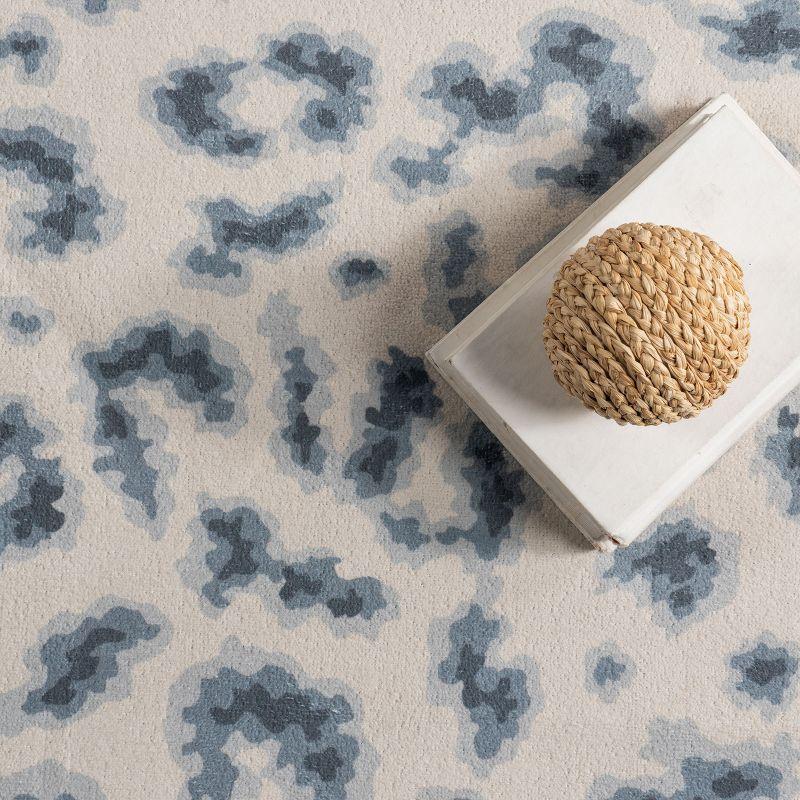 Nuloom Mason Machine Washable Contemporary Leopard Print Indoor Area Rug 6' in Blue Square