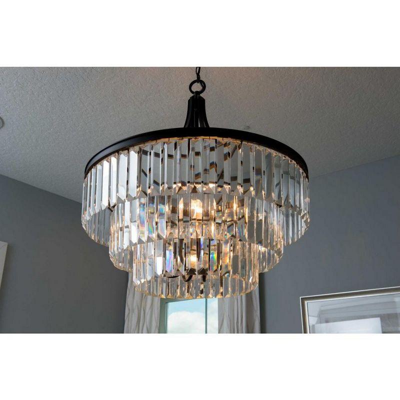 Progress Lighting Glimmer 6-Light Round Pendant, Antique Bronze, Prismatic Glass Shade