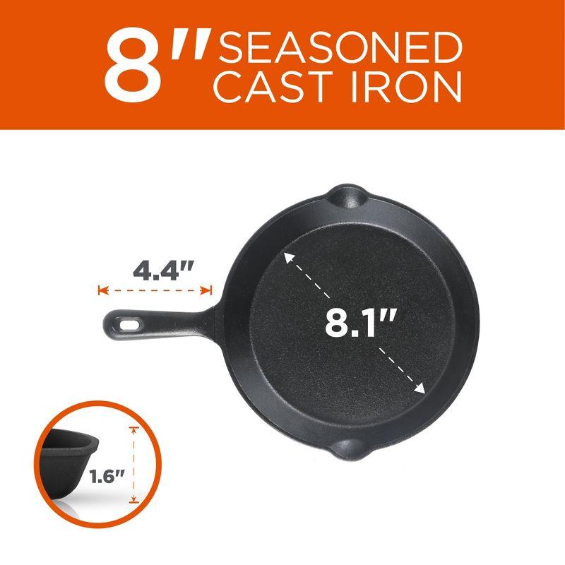 COMMERCIAL CHEF Pre-Seasoned Cast Iron 3-Piece Skillet Set, 6Inch 8Inch 10 Inch, Black