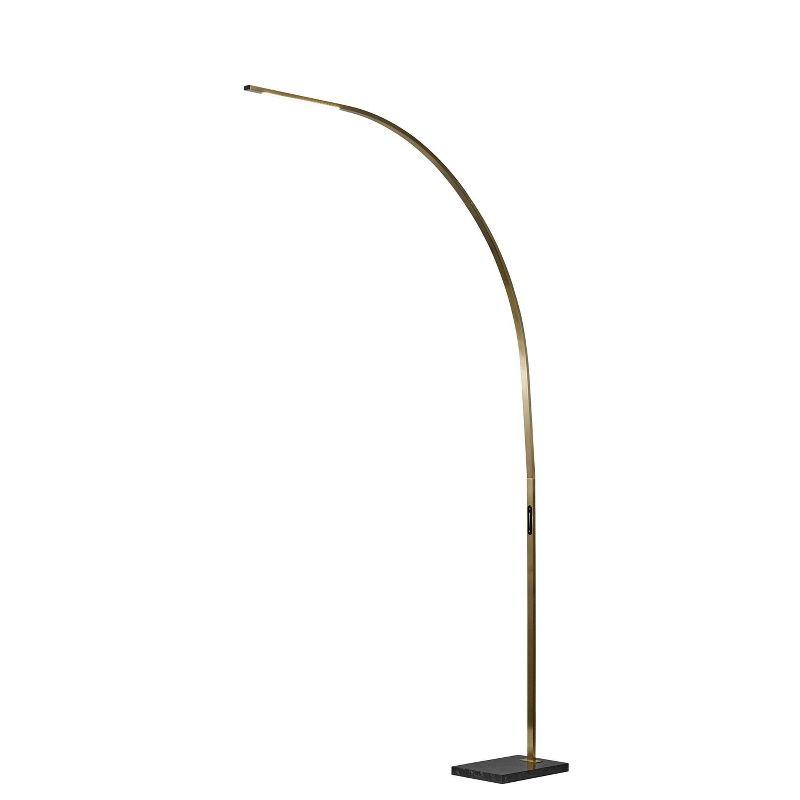 Sonic Arc Floor Lamp with Smart Switch Antique Brass (Includes LED Light Bulb) - Adesso: Modern Standing Illumination, ETL Listed, Touch Sensor