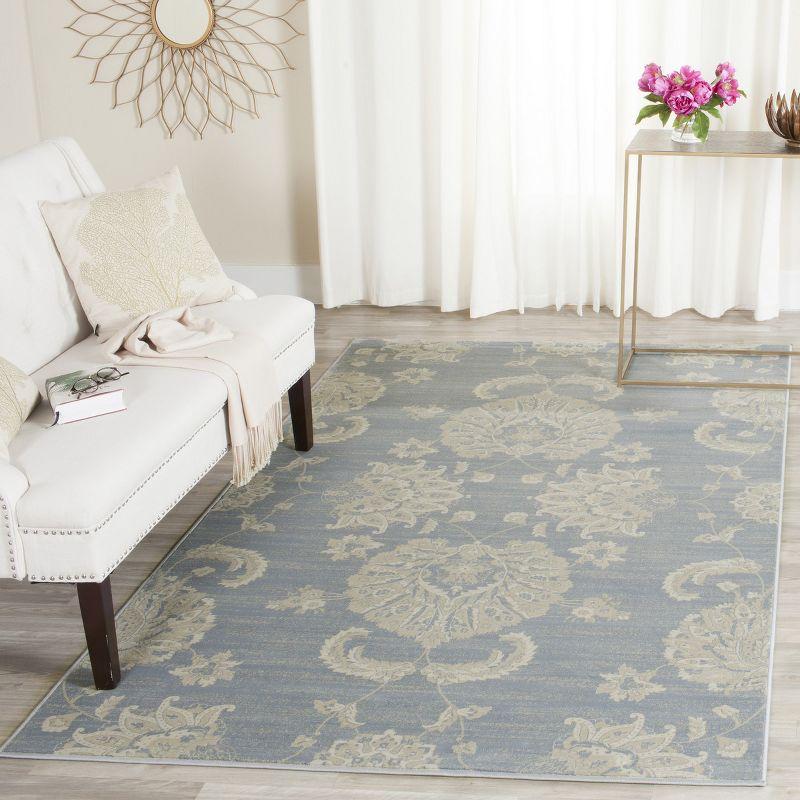 Elegant Grey Ivory Hand-Knotted 4' x 6' Viscose Area Rug