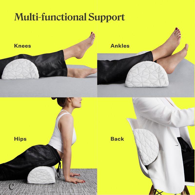 Coop Home Goods The Four Position Adjustable Support Pillow, Half-Moon Form with Insert, Memory Foam Knee, Lumbar Pillow - for Back & Pressure Points