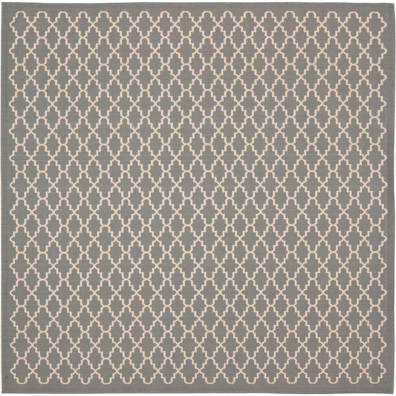 Courtyard CY6919 Power Loomed Indoor and Outdoor Area Rug - Anthracite/Beige - 6'7"x6'7" - Safavieh