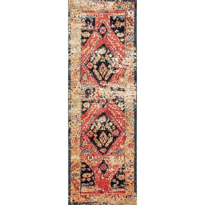 Multicolor Floral Synthetic Easy Care Runner Rug 32" x 6"