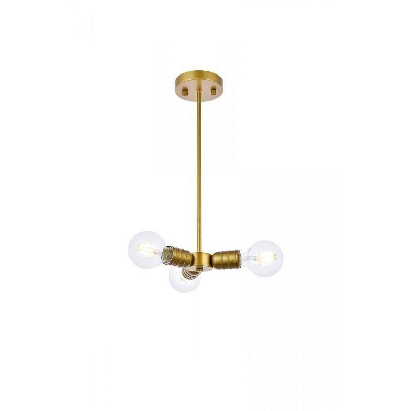 Elegant Lighting Reyes 3 lights brass pendant