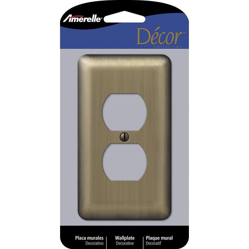 Brushed Brass 1-Gang Duplex Outlet Wall Plate