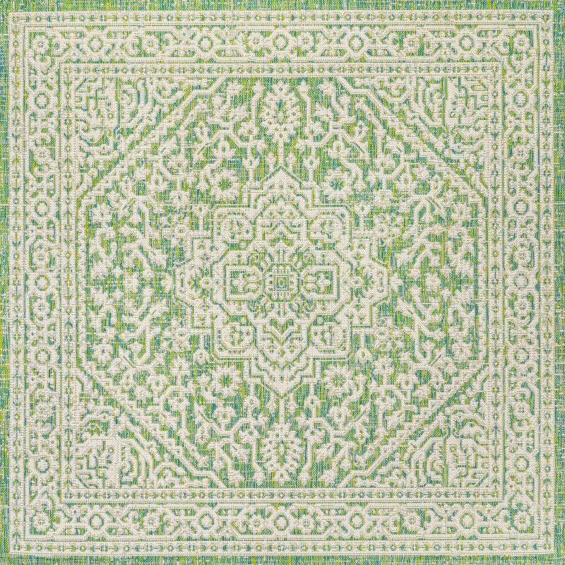 Sinjuri Medallion Textured Weave Indoor/Outdoor Area Rug - JONATHAN Y