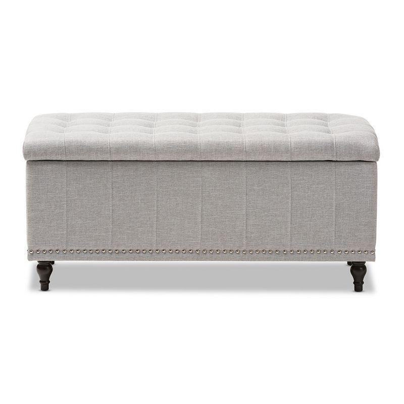 Baxton Studio Kaylee Modern Classic Fabric Upholstered Button - Tufting Storage Ottoman Bench - Grayish Beige: End of Bed, Rectangular Shape
