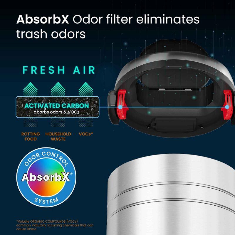 iTouchless Rolling Sensor Kitchen Trash Can with Wheels and AbsorbX Odor Filter 23 Gallon Silver Stainless Steel