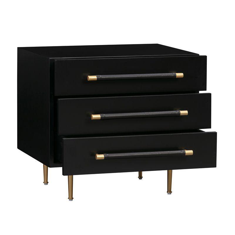 Trident Black Acacia Wood Nightstand