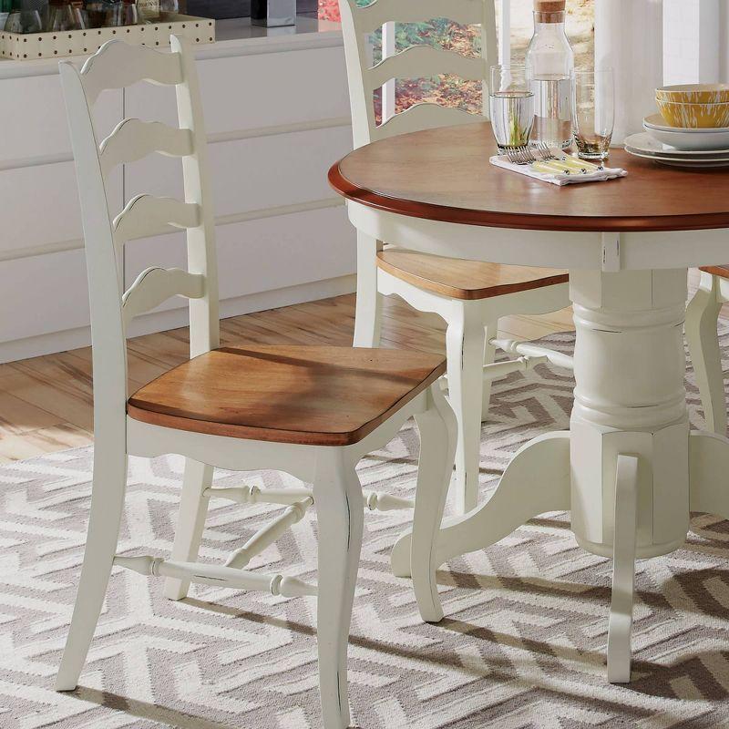 French Countryside 5-Piece Oak and Off-White Dining Set