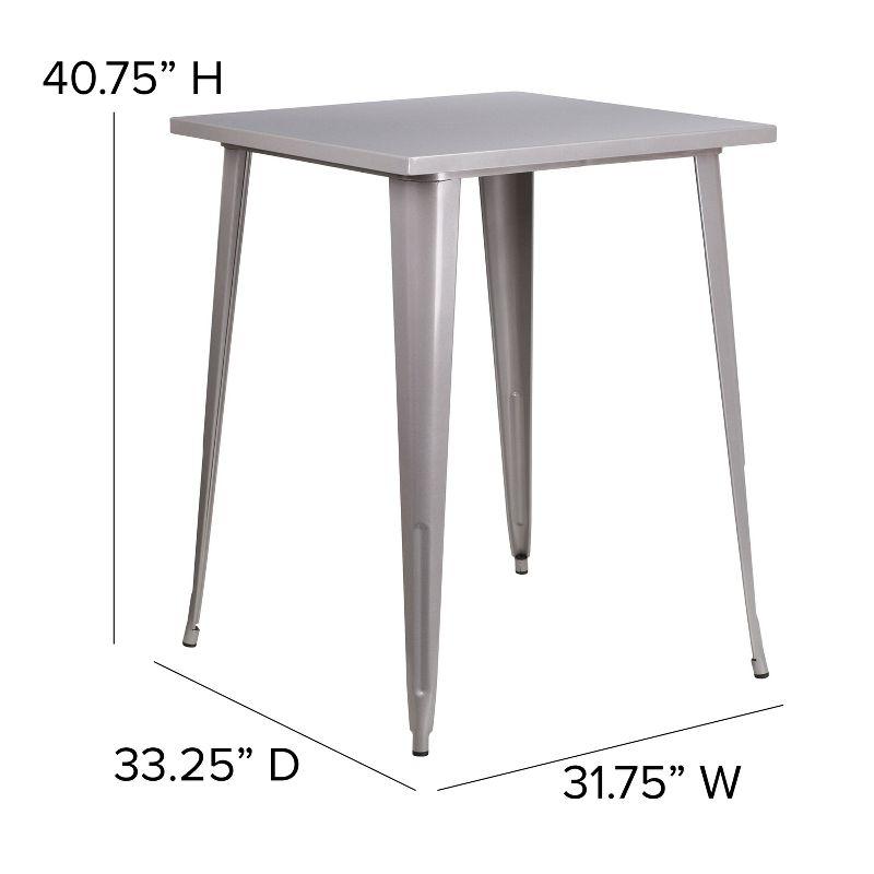 Flash Furniture Commercial Grade 31.5" Square Silver Metal Indoor-Outdoor Bar Height Table