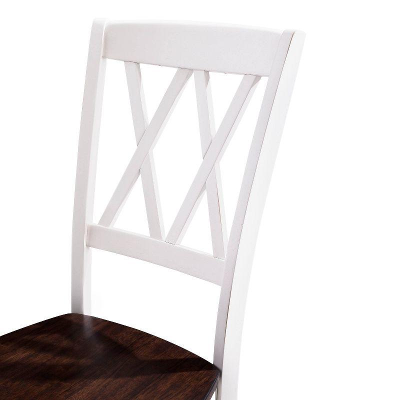 White High Cross Back Wood Dining Side Chair Set