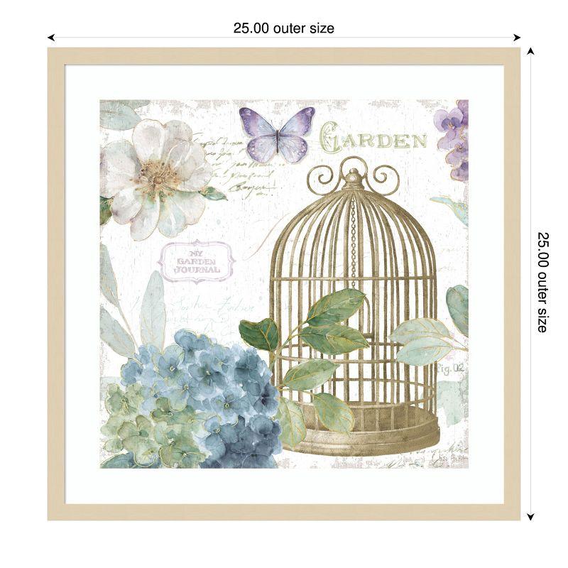 Amanti Art Rainbow Seeds Floral Birdcage III v2 by Lisa Audit Wood Framed Wall Art Print