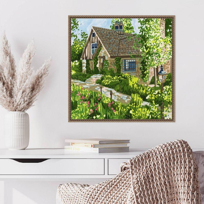 Melissa Wang Bronze Framed Cottage Garden Canvas Print