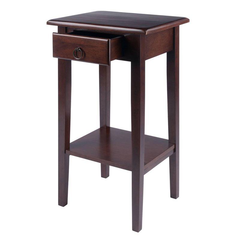 Transitional Regalia 29.5" Walnut Wood & Stone Accent Table with Storage