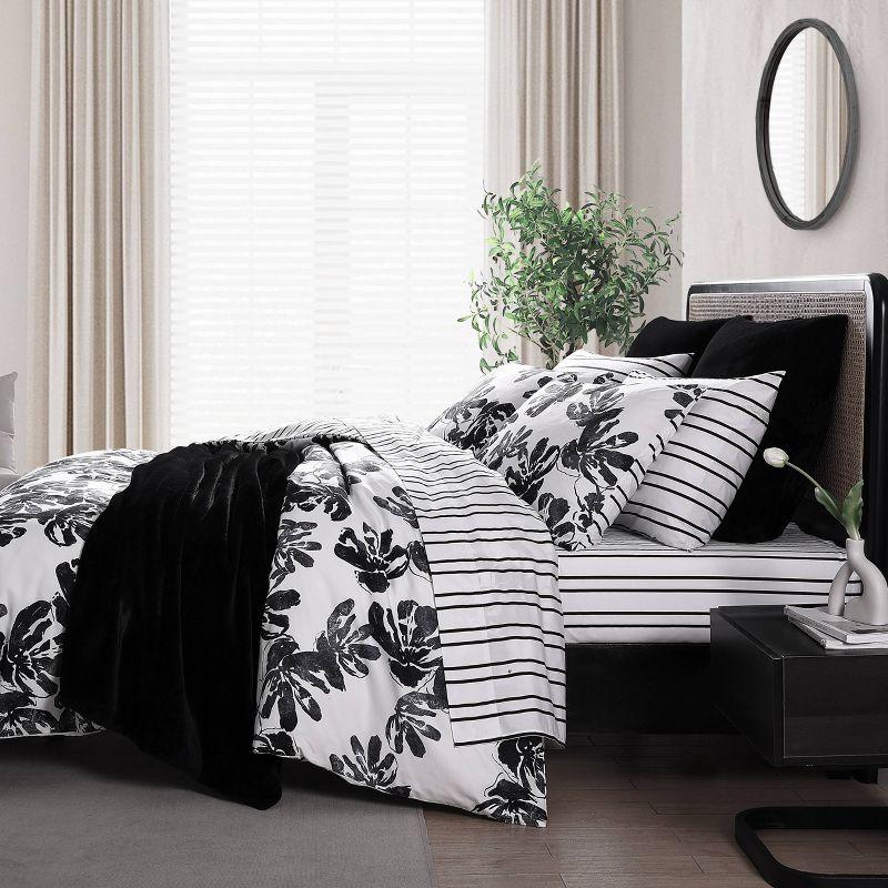 Black Microfiber Reversible Duvet Cover