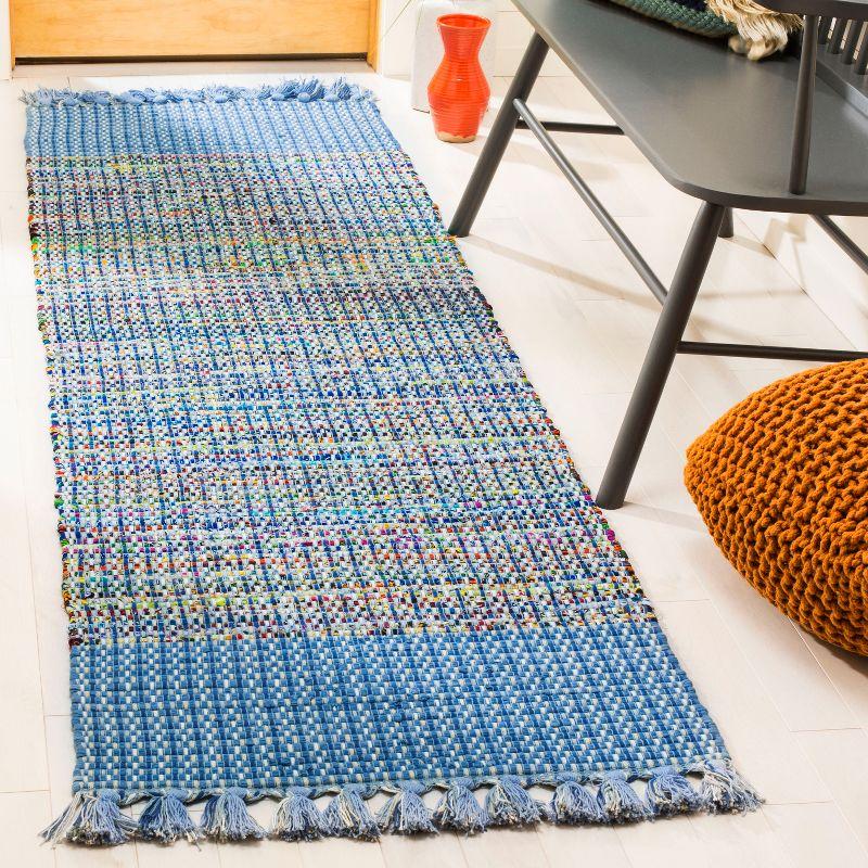 Montauk Blue Multi 2'3" x 8' Flat Woven Cotton Wool Runner