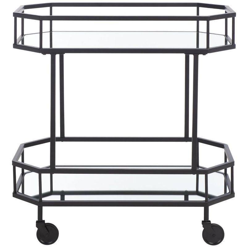 Silva 2 Tier Octagon Bar Cart - BCT8004D - Matte/Black - Safavieh