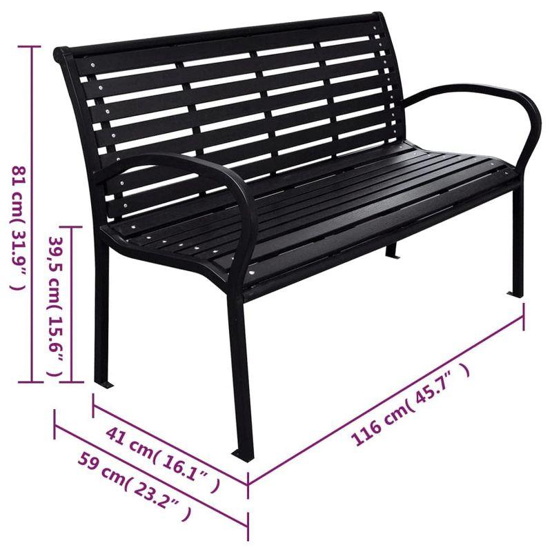 vidaXL Patio Bench, Black 45.7" Steel and WPC