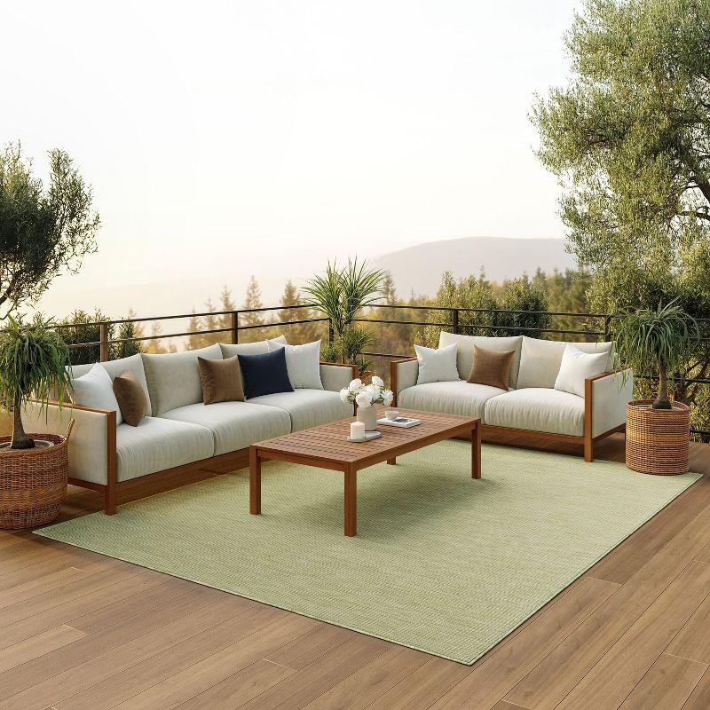Nourison Positano Solid Flatweave Low Pile Indoor Outdoor Area Rug Green 7' x 10'