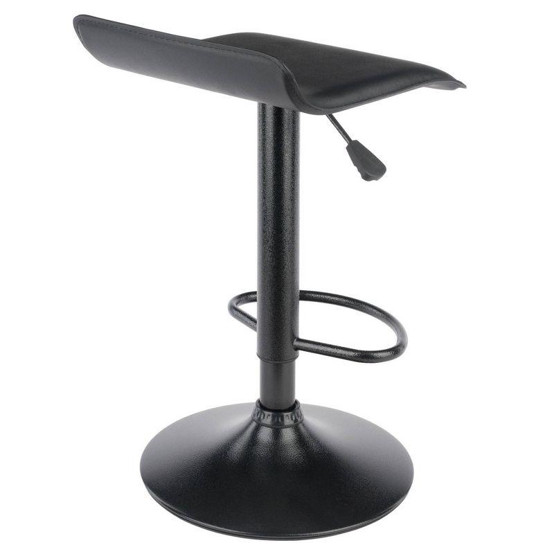 Set of 2 Obsidian Adjustable Swivel Air Lift Stool Black - Winsome: Faux Leather, Metal Frame, 22-30" Height Range