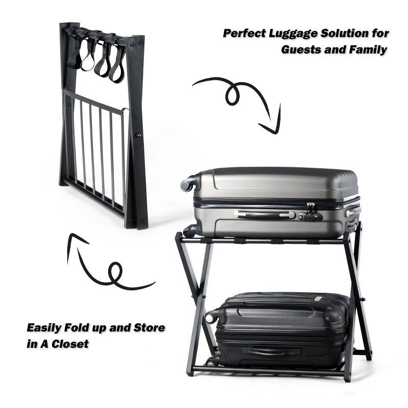 Folding Luggage Rack with Shelf Travel Suitcase