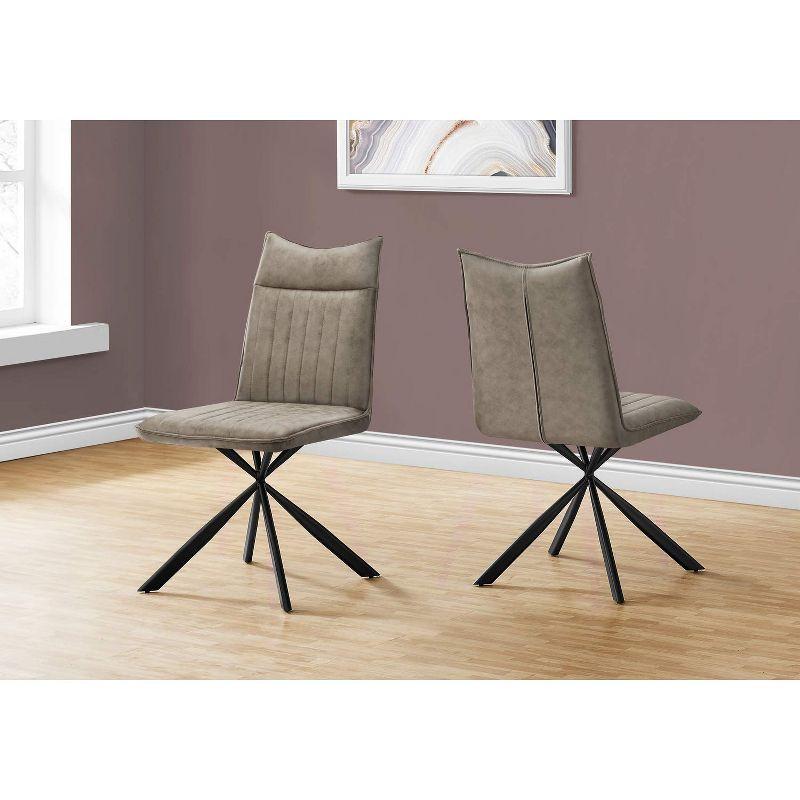 Monarch Specialties Dining Chair Set Of 2 Side Upholstered Kitchen Dining Room Fabric Metal Beige Black Contemporary Modern