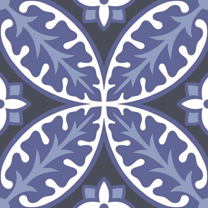 4'x5' FloorPops Set of 20 Capri Peel & Stick Floor Tiles Violet/White/Gray - Brewster: Mosaic Vinyl Flooring, Stain-Resistant