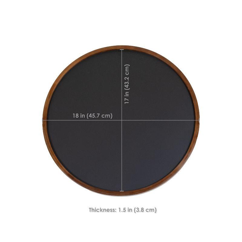 Inbox Zero Round Magnetic Wall Chalkboard With Rustic Brown Frame