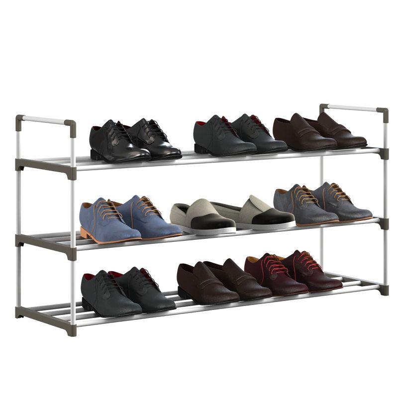 Home-Complete 3-Tier Shoe Rack for 15 Pairs, White