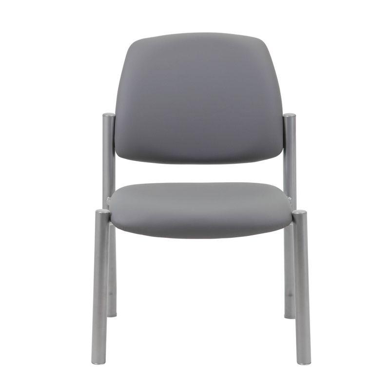 Armless Guest Chair Gray - Boss Office Products: Sturdy Mid Back, Antimicrobial Vinyl, 300 lbs Capacity