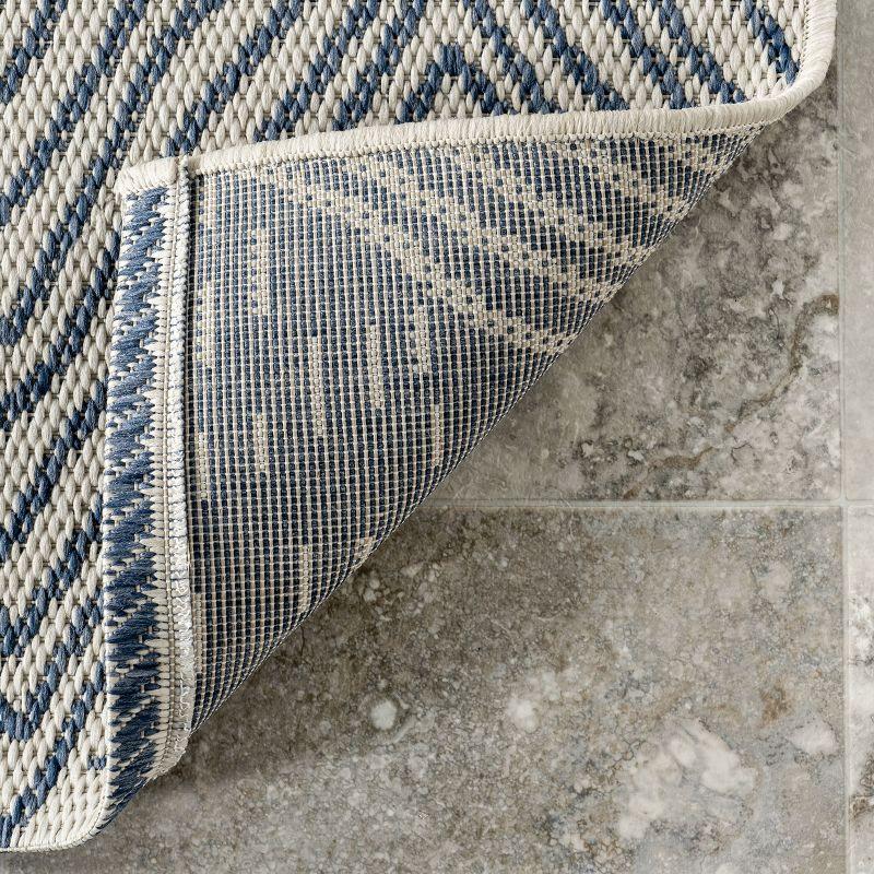 Dunham Abstract Indoor/Outdoor Area Rug for Living Room Patio Deck Front Porch Kitchen, Blue/Ivory