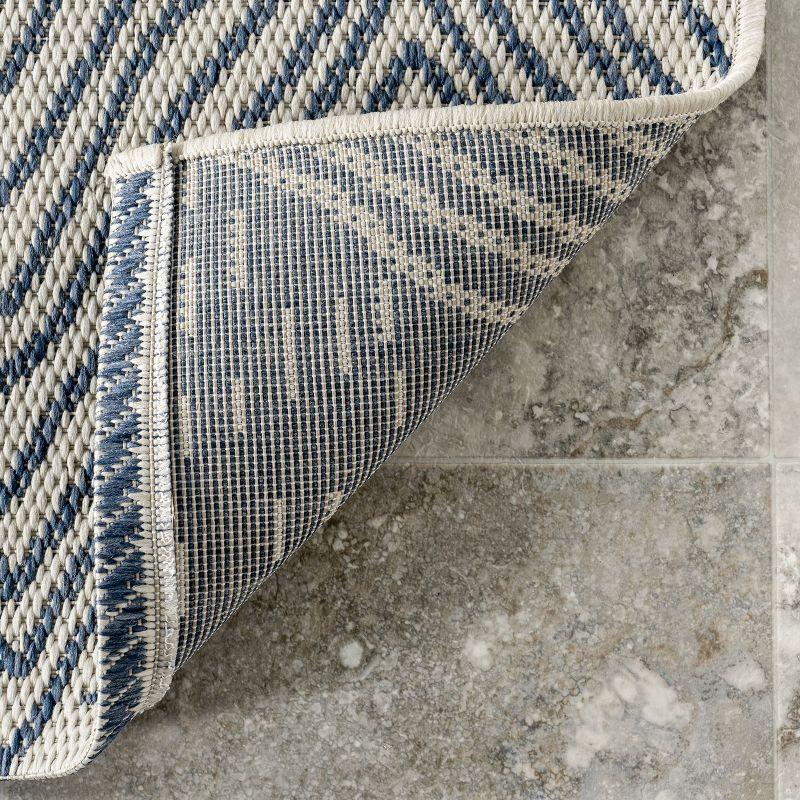 Coastal Breeze Blue Chevron 29'' Synthetic Runner Rug