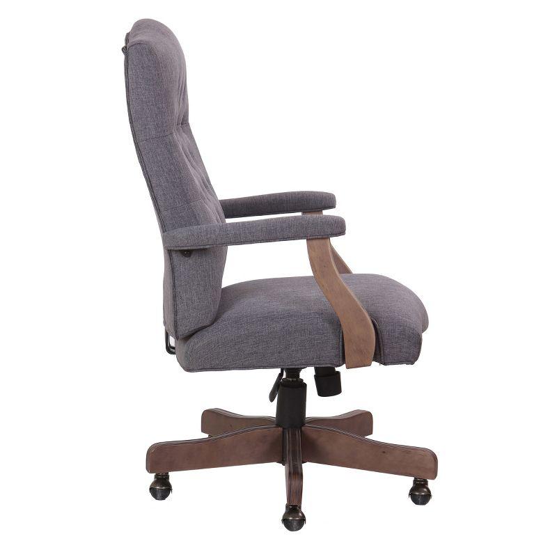 Traditional Executive Chair Slate Gray - Boss Office Products: Driftwood Base, Brass Castors, Pneumatic Lift